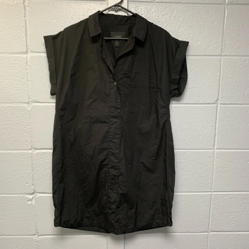 J. Crew Black Cap-Sleeve Shirt Dress